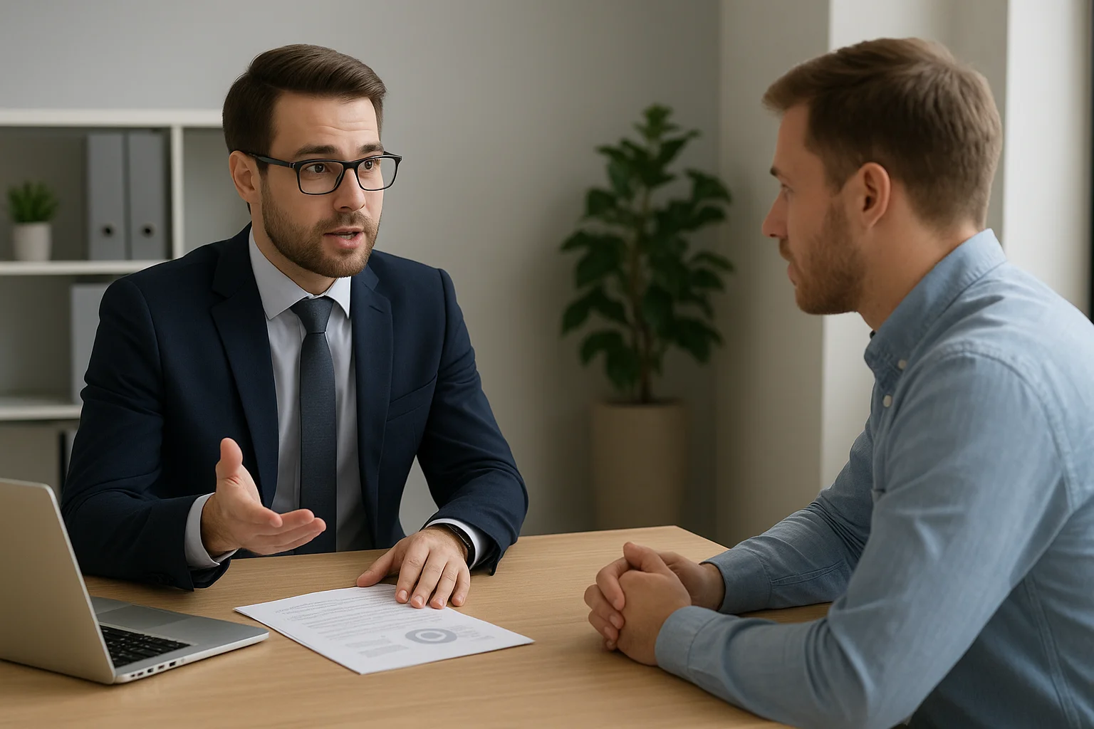 Продавец консультирует клиента.